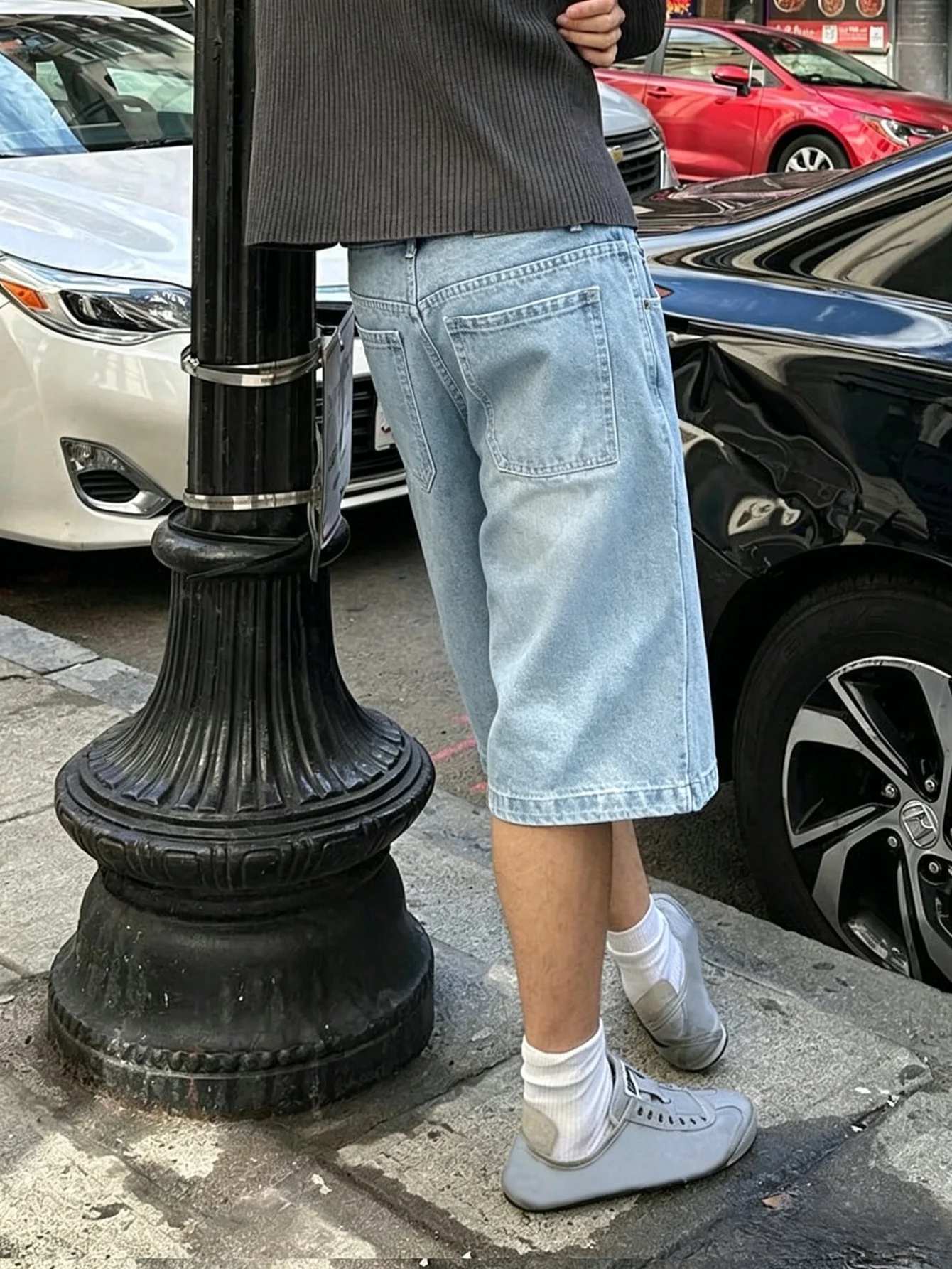 Simple Vintage Washed Denim Shorts Men Comfort Jean Shorts Sweet Present For Husband Lover Daily Street Wear