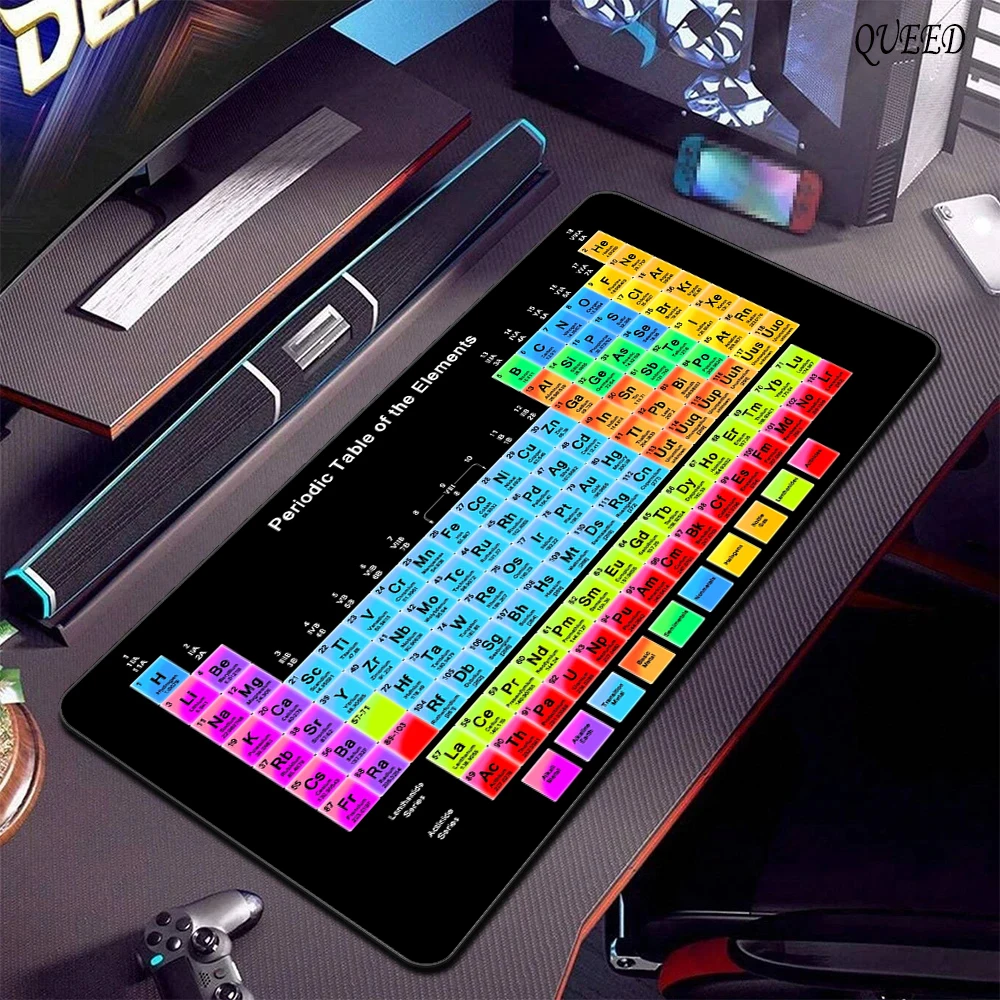Alfombrilla de ratón grande para teclado de juegos, alfombrilla de ratón de tabla periódica de elementos, alfombrilla de escritorio Xxl para oficina con borde cosido, Base de goma antideslizante