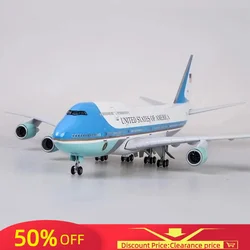 47CM Airplane Model Toys Boeing 747 Air Force One Aircraft with Light Wheel Diecast Plastic Alloy Metal Base Plane Airliner Gift