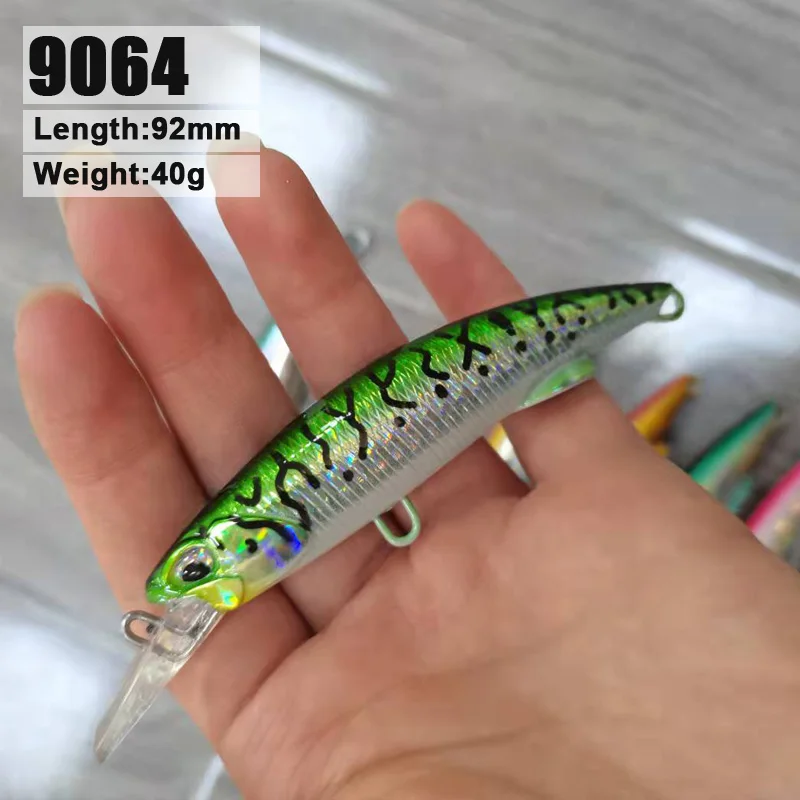 1 Pcs 92mm 40g Heavy Sinking Minnow Lure Artificial Bait Hard Plastic Wobbler Fishing Japan Lures Pesca Fishing Accessories 9064