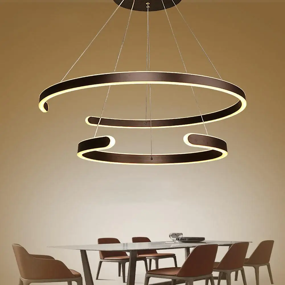 Modern LED 2 Rings Acrylic Chandelier Ceiling Light Pendant Lamp Fixture Room Decor