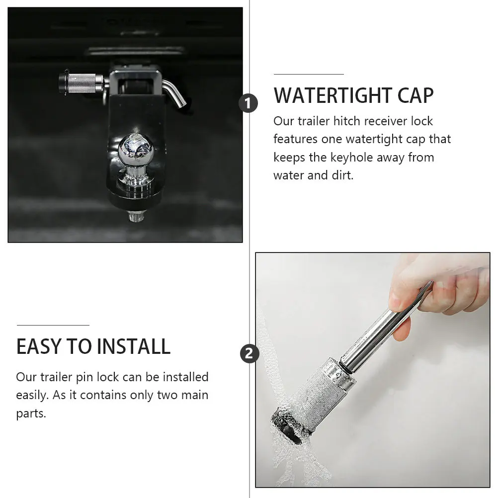 Trailer Hitch Receiver Lock Bolt Cutter Proof Steel Construction Elbow Style Hitch Pin Lock Watertight Keyhole for All Climates