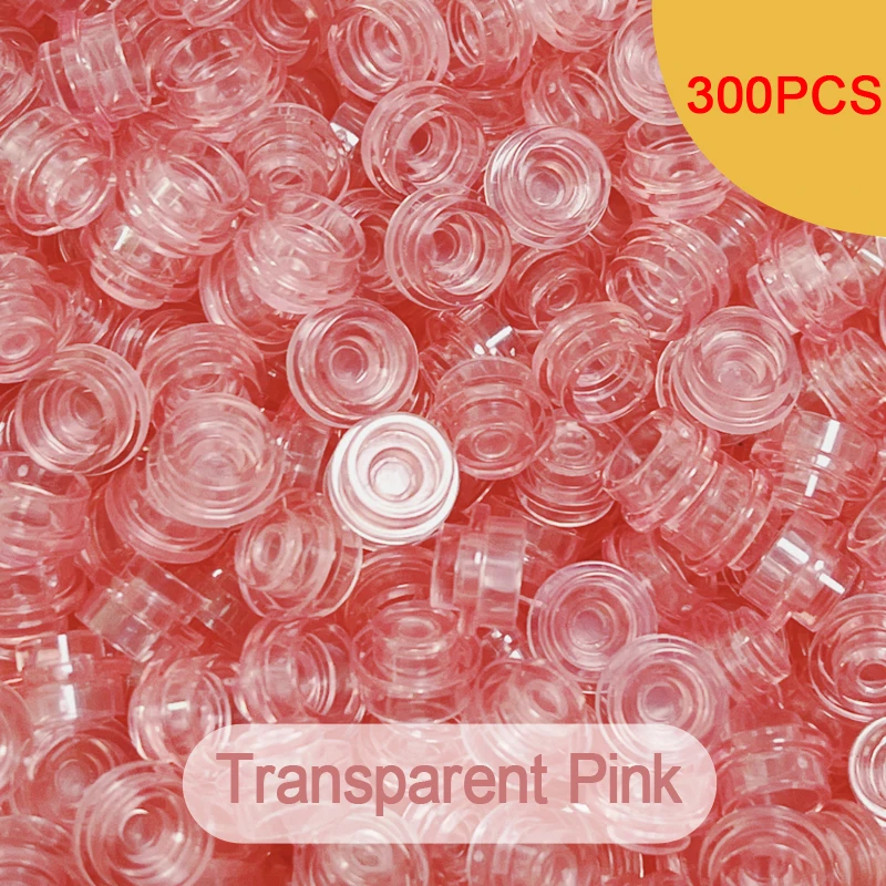 300PCS 6141 Round Plate 1x1 Transparent Colors Mosaic Drawing MOC Building Blocks Toys Small Praticle