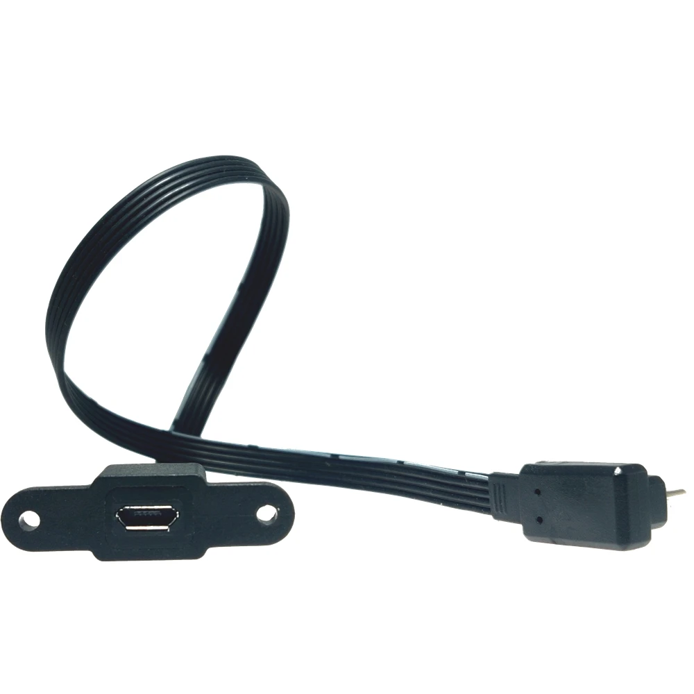 Android MicroUSB panel installation connector female Micro-USB 5-pin expansion cable data cable with screw holes that can be fix