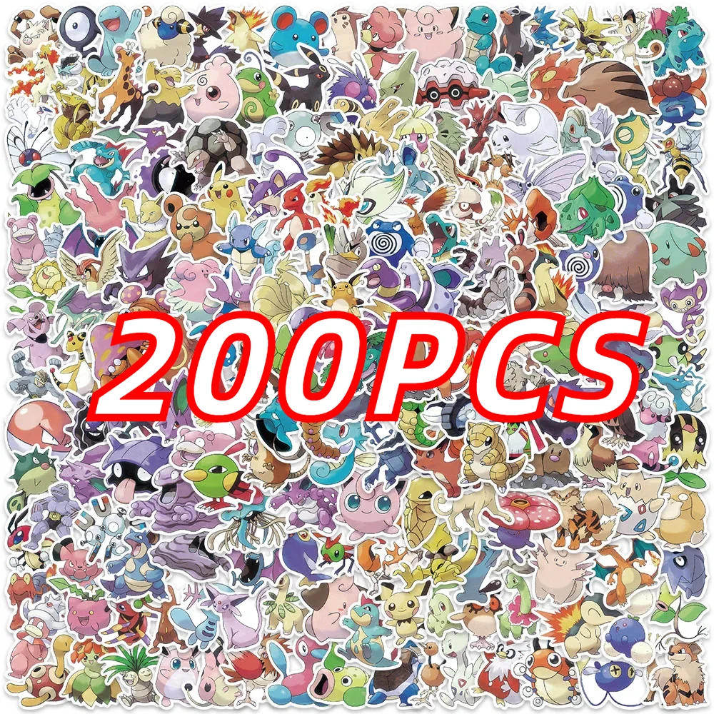 

10/50/100/200Pcs Kawaii Pikachu Pokemon Stickers Motorcycle Phone Car Skateboard Laptop Decal Sticker Waterproof Classic Toy