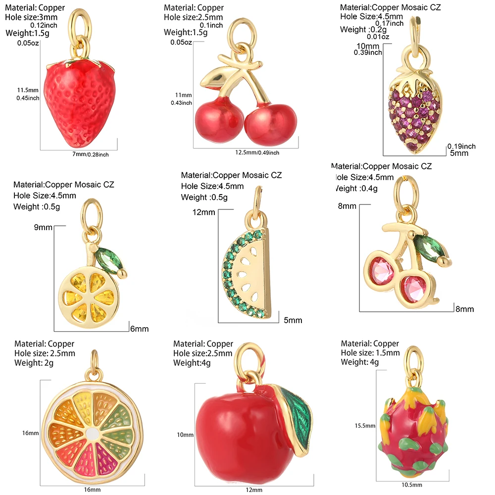 Cute Cherry Watermelon Charm Fruit Jewelry Raw Products High Quality Jewelry Wearing Earrings Necklace Bracelet Keychain Pendant