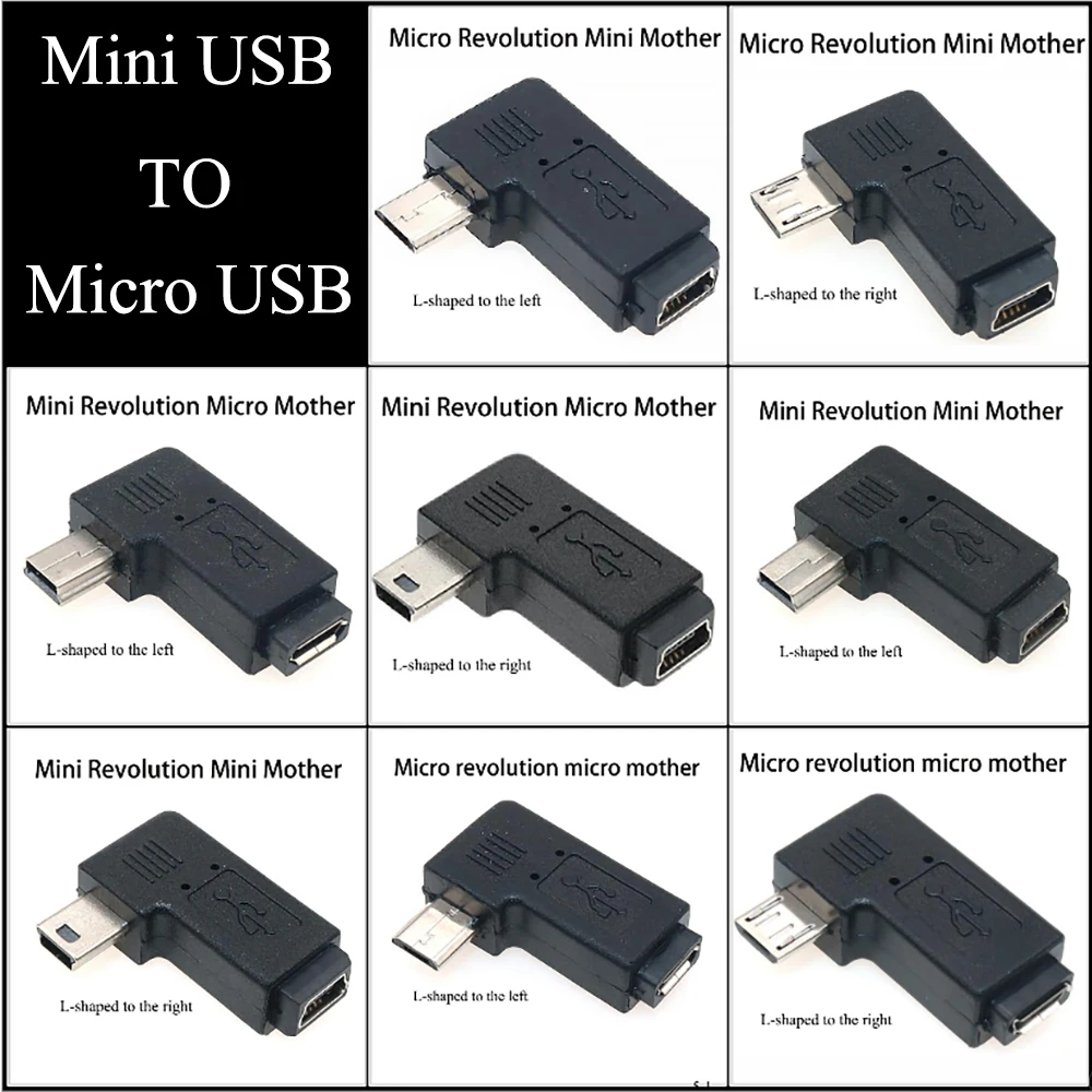 1PCS Cltgxdd V3 To V8 Adapter Mini Revolution Micro USB Female Mini T-shaped Port 5P Male Conversion Android L-shaped Left/right