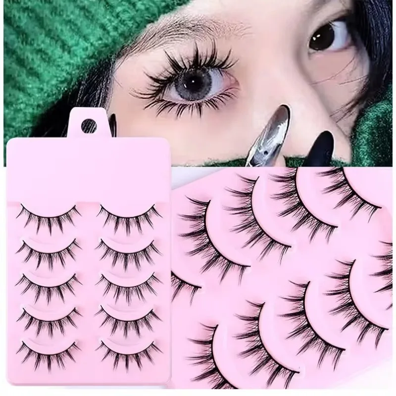 Manga Lashes Natural False Eyelashes Faux Mink Fluffy Spiky 3D Volume Fake Eyelash Curl Korea Fashion Makeup Lash Easy Wear