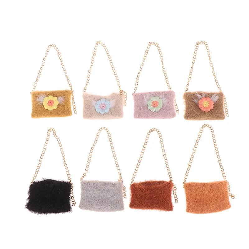 1/6 Doll Simulation Knitting Shoulder Bag Crossbody Bag Doll Mini Bags Kawaii Plush Dolls Clothes Accessories
