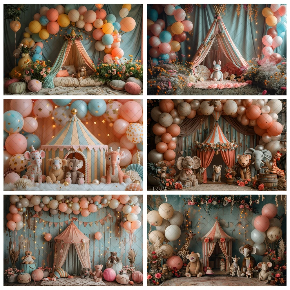 

Pink Circus Photography Background Carnival Ferris Animal Elephant Pink Tent Baby Shower 1st Birthday Balloon Background