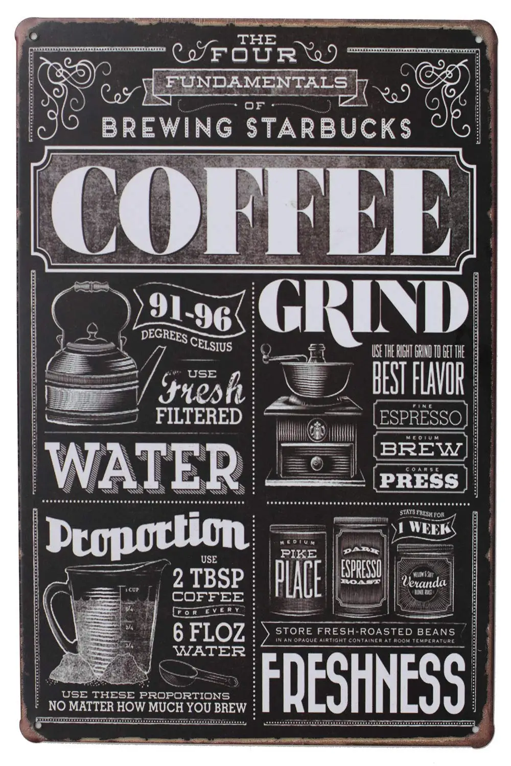 Coffee Freshness Grind Vintage Poster Metal Tin Sign
