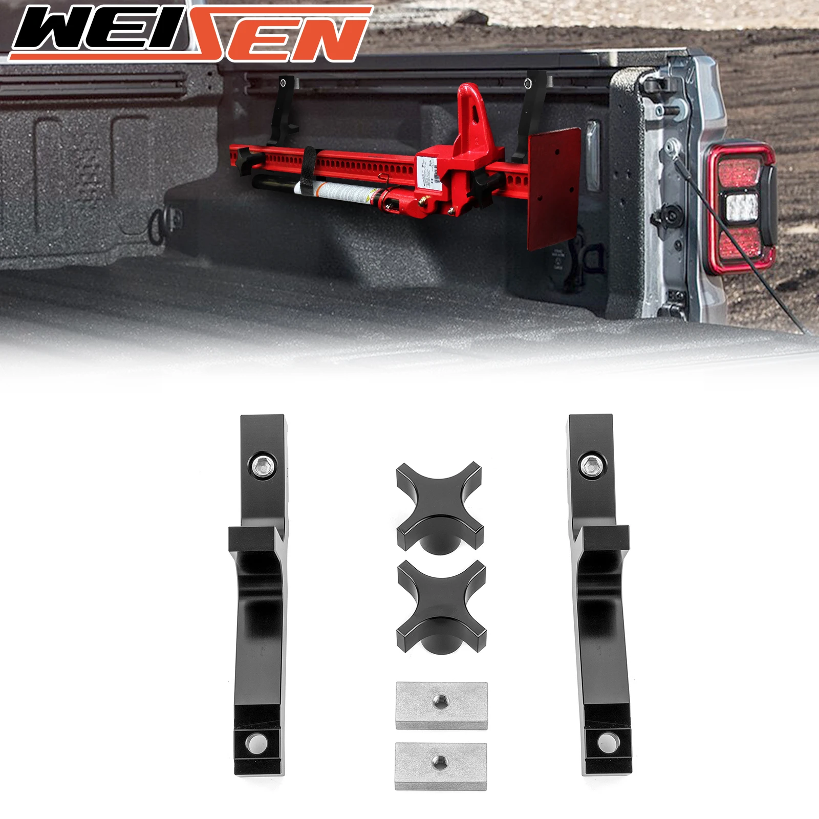 Off-Road Rear Bed High Lift Jack Mounting Bracket Jack Carrier Holder Bolt-On for 2020+ Jeep Gladiator JT Accessories