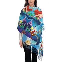 Custom Print The Little Mermaid Ariel Cartoon Scarf Women Men Winter Warm Scarves Shawl Wrap