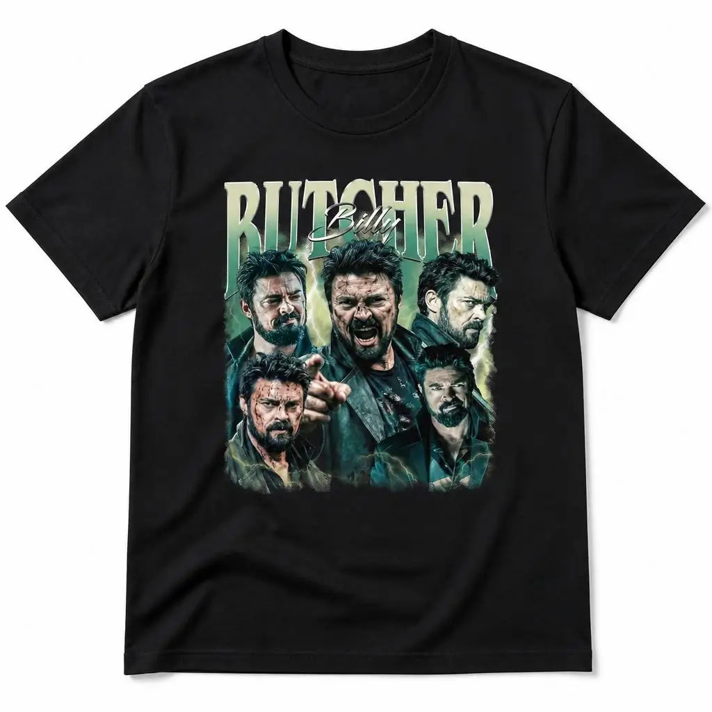 Vintage Billy Butcher The Boys Hero Movie T Shirts Casual Tees Short Sleeve Round Collar T-Shirt Pure Cotton Tops