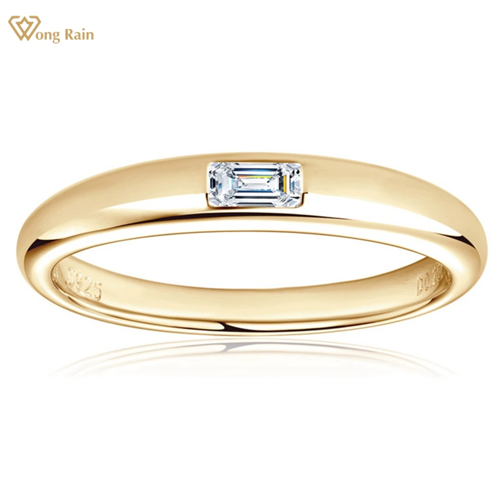 

Wong Rain 18K Gold Plated 925 Sterling Silver 3EX VVS1 Real Moissanite Pass Test Diamonds Elegant Ring for Women Jewelry Band