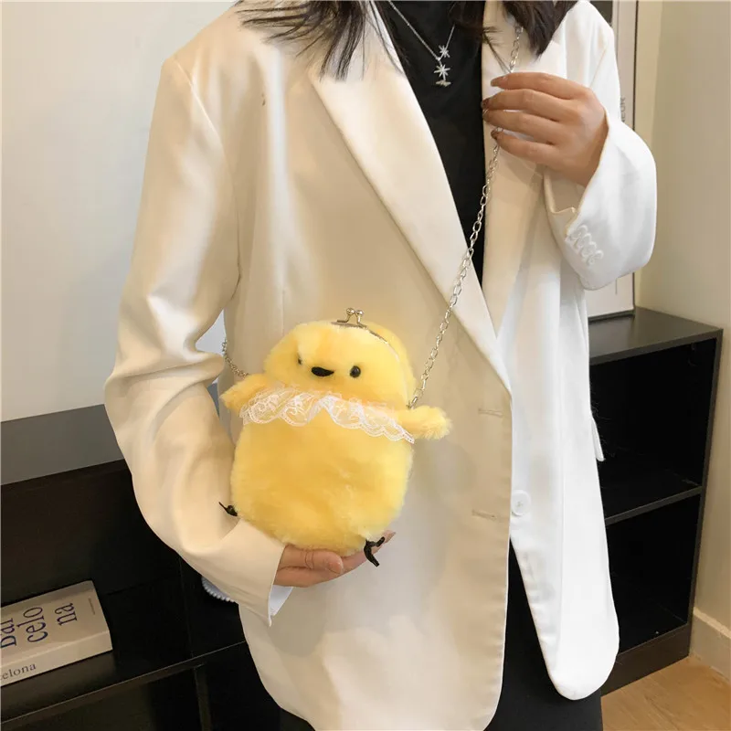 Women New plush cute shoulder bag girl doll Cute Chick Accessory Bag Ladies plush crossbody bag