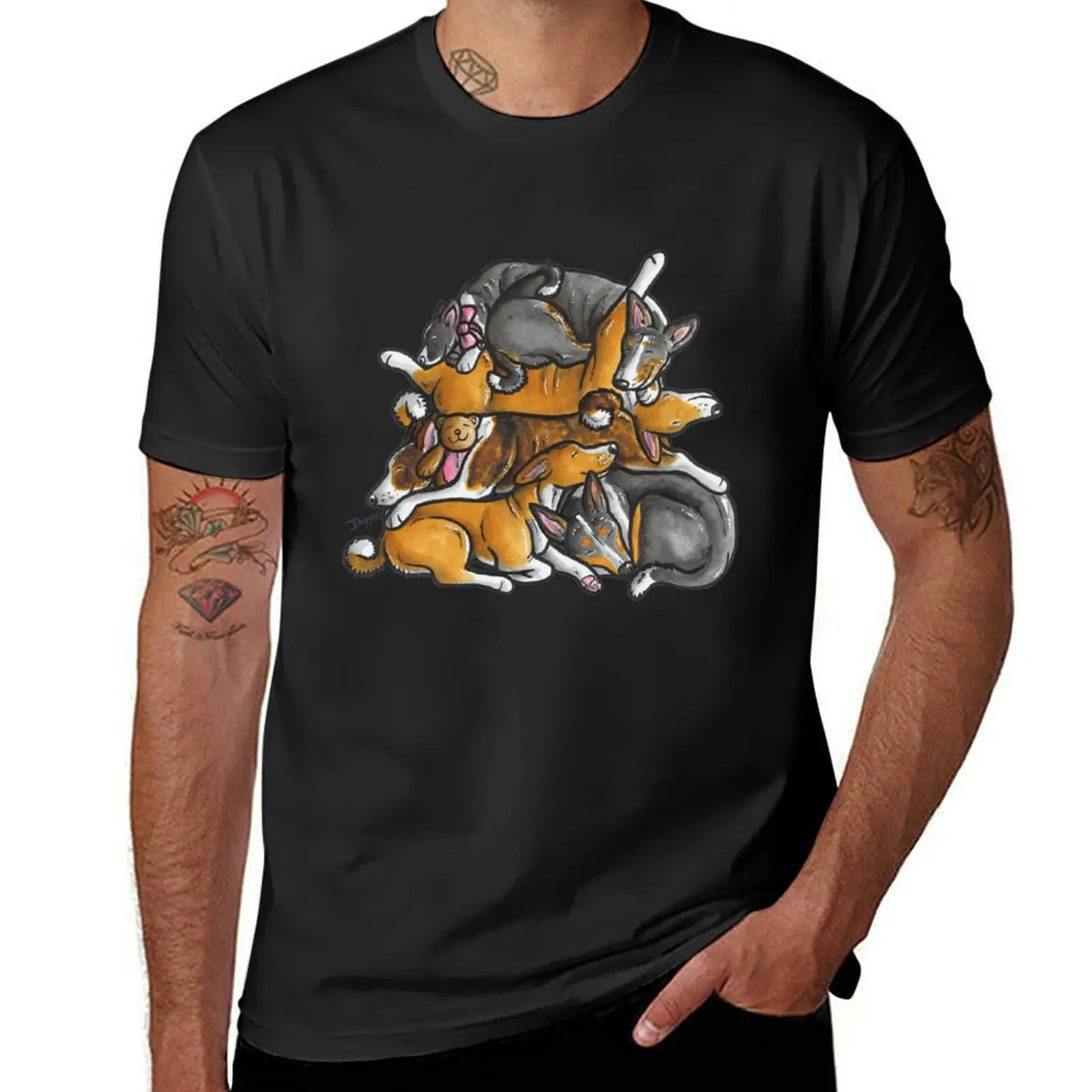 

Sleeping pile of Basenji dogs T-Shirt cheap stuff plain cute clothes designer shirts anime shirts men