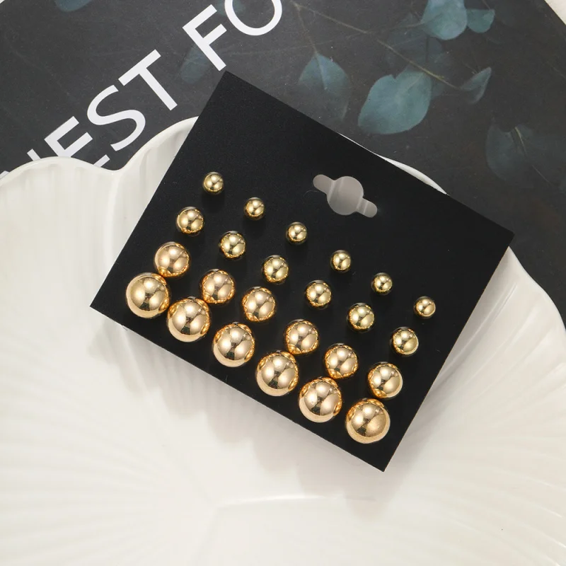12pairs Crystal Simulated Pearl Earrings Sets For Women Colorful Round Ear Stud Earrings Wedding Jewelry Box Earrings
