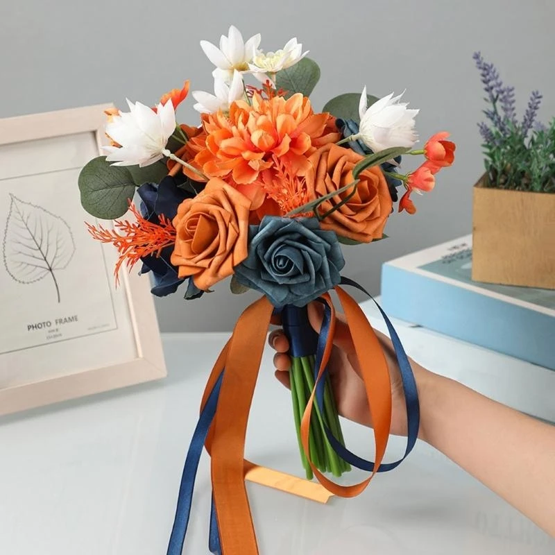 

Fabric Cloth Flowers Bouquet Handheld Flowers Bouquet For Various Wedding Theme And Wedding Dress 15UB