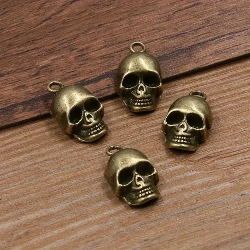 12 Stück Retro Totenkopf-Anhänger aus Legierung, DIY Halloween Schmuckzubehör, Kleinteile für handgemachtes Kunsthandwerk – Detail 3