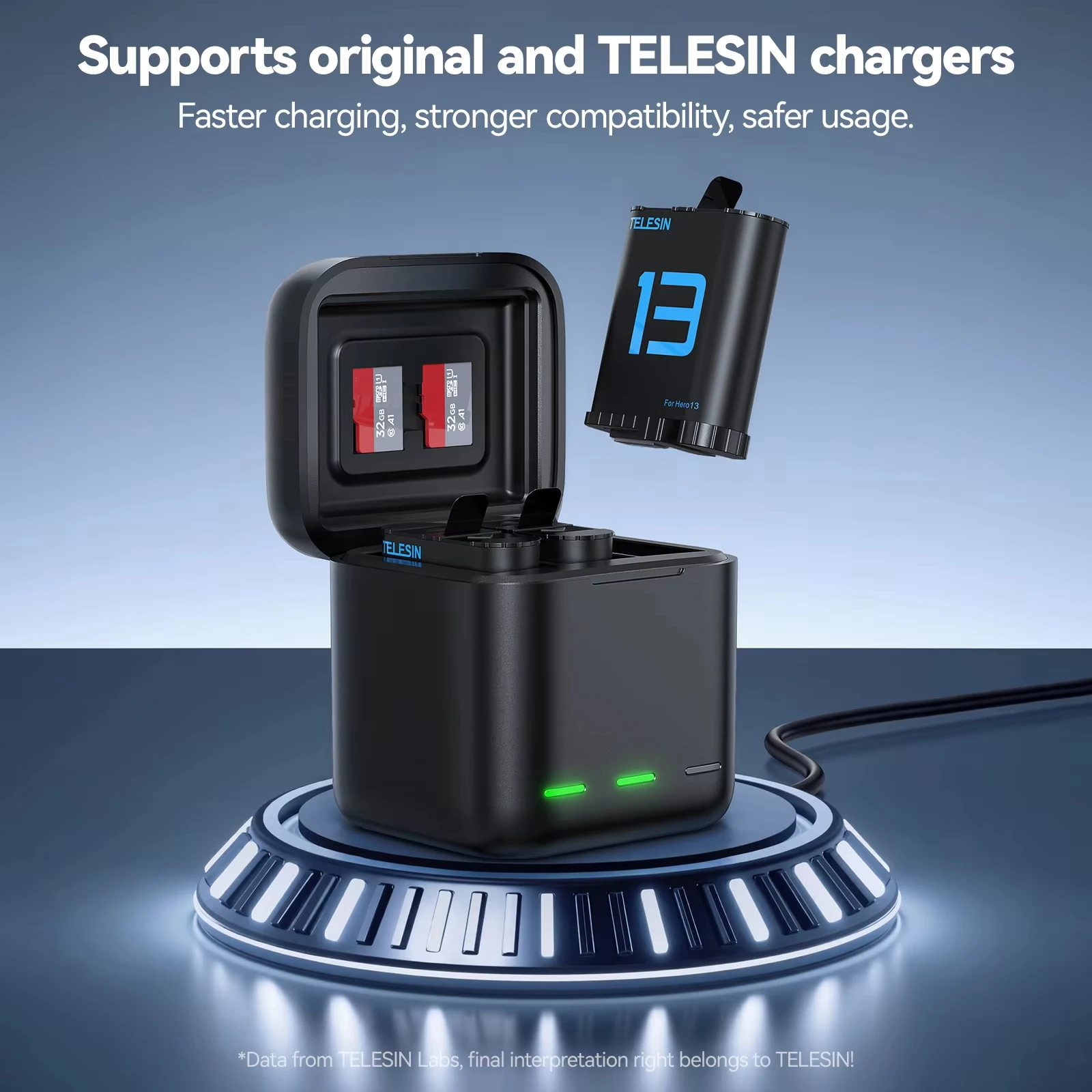 TELESIN 1900mAh Battery For GoPro Hero 13 Action Camera With Fast Charger Box TF Card Storage Lithium-ion Replacement Battery - Image 5