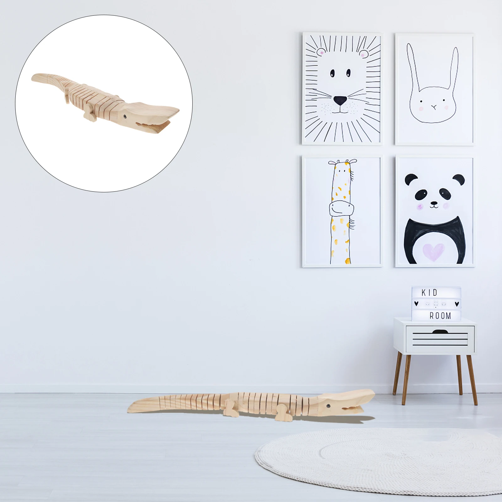 5pcs 30cm Wooden Toys Reptile Animal Figurines for Kids Students DIY Craft Unfinished Wood Toy HomeDecoration
