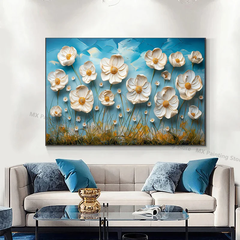 Abstract Oil Painting Flower On Canvas,Modern Prints Poster,Wall Art  Living Room Decor Gift,Unframed Pictures