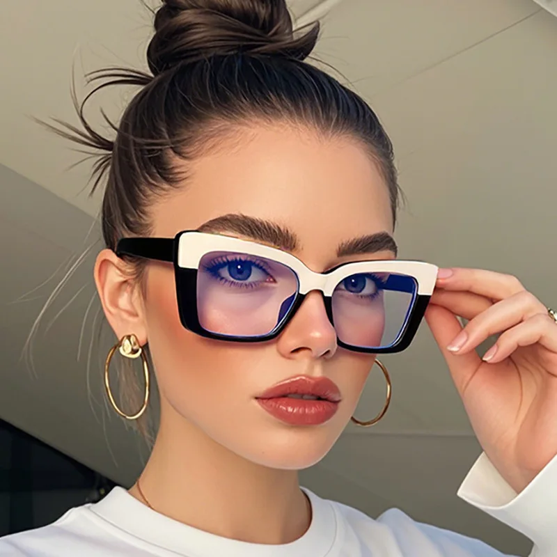 

Fashion anti blue light glasses cat eye women's glasses men's transparent black glasses brand designer optical box glasses