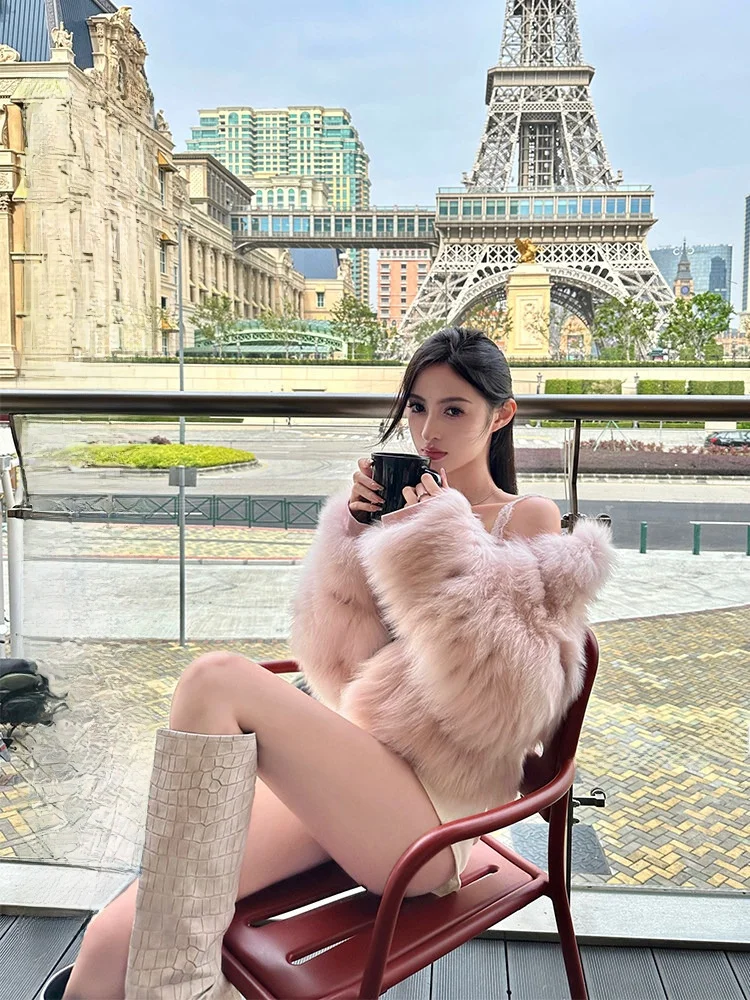 

Warm Fur ort Coat Soft Mist Poer Stand Collar Aosphere Feeling Top for Young Women Princ Sle Winter Outerwear