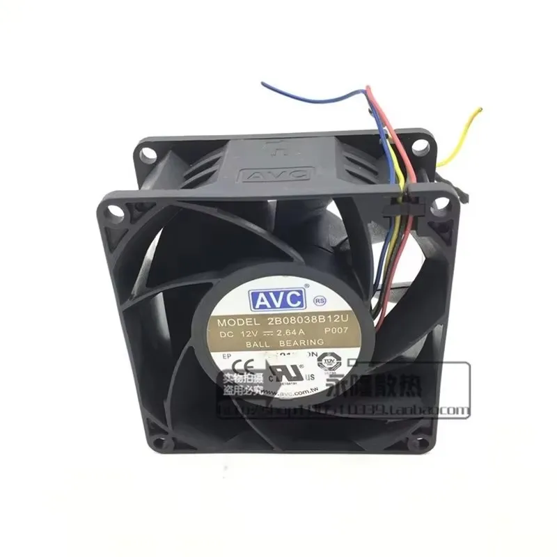 

Original 80 * 80 * 38MM 8CM 2B08038B12U 12V 2.64A violent high speed server chassis Cooling fan