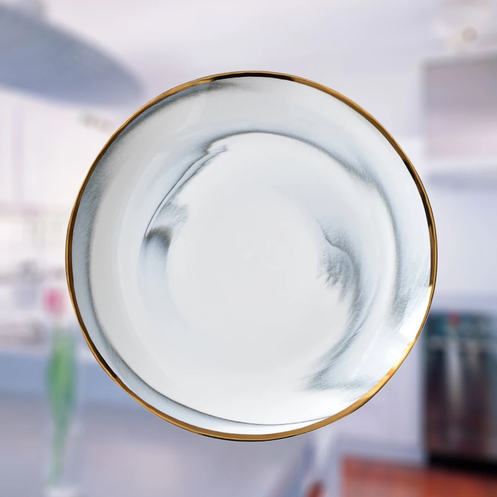 

6-дюймовая тарелка из натуральной керамики, мрамора, Пномпень, бетонная серая тарелка для десерта, тарелка для закусок, кухонная посуда, нескользящая