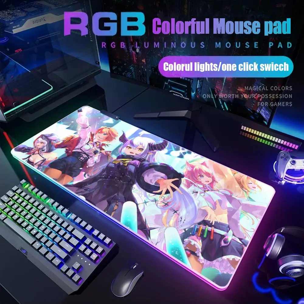 

La+ Darknesss Hololive Mouse Pad Rgb Desk Mat Back Light Led Mousepad Setup Gaming Accessories Deskmat Big Mousepad Backlight