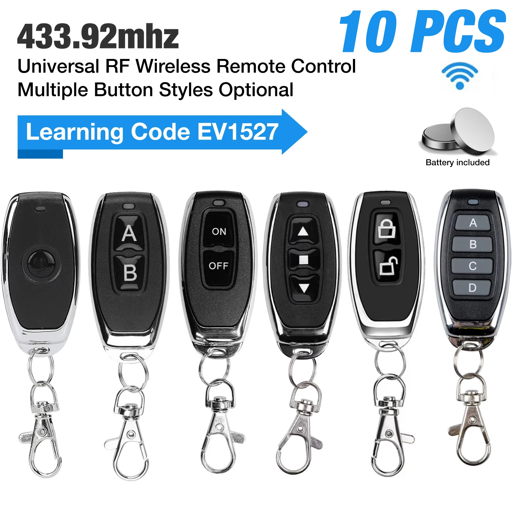 10PCS 433mhz Remote Control Transmitter Momentary/Latching/Toggle Mode Self Locking Switch Relay Interlock Garage Door Keychain