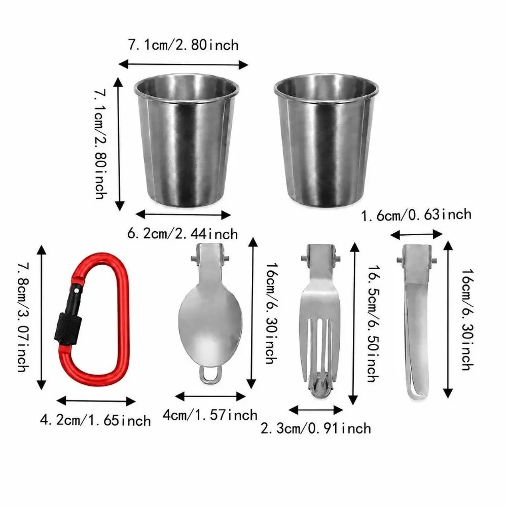 10 Pcs Stackable Cookware Set Compact Storage Bag Included Cooking Gear Aluminum Alloy Stainless Steel Camping Mess Kit