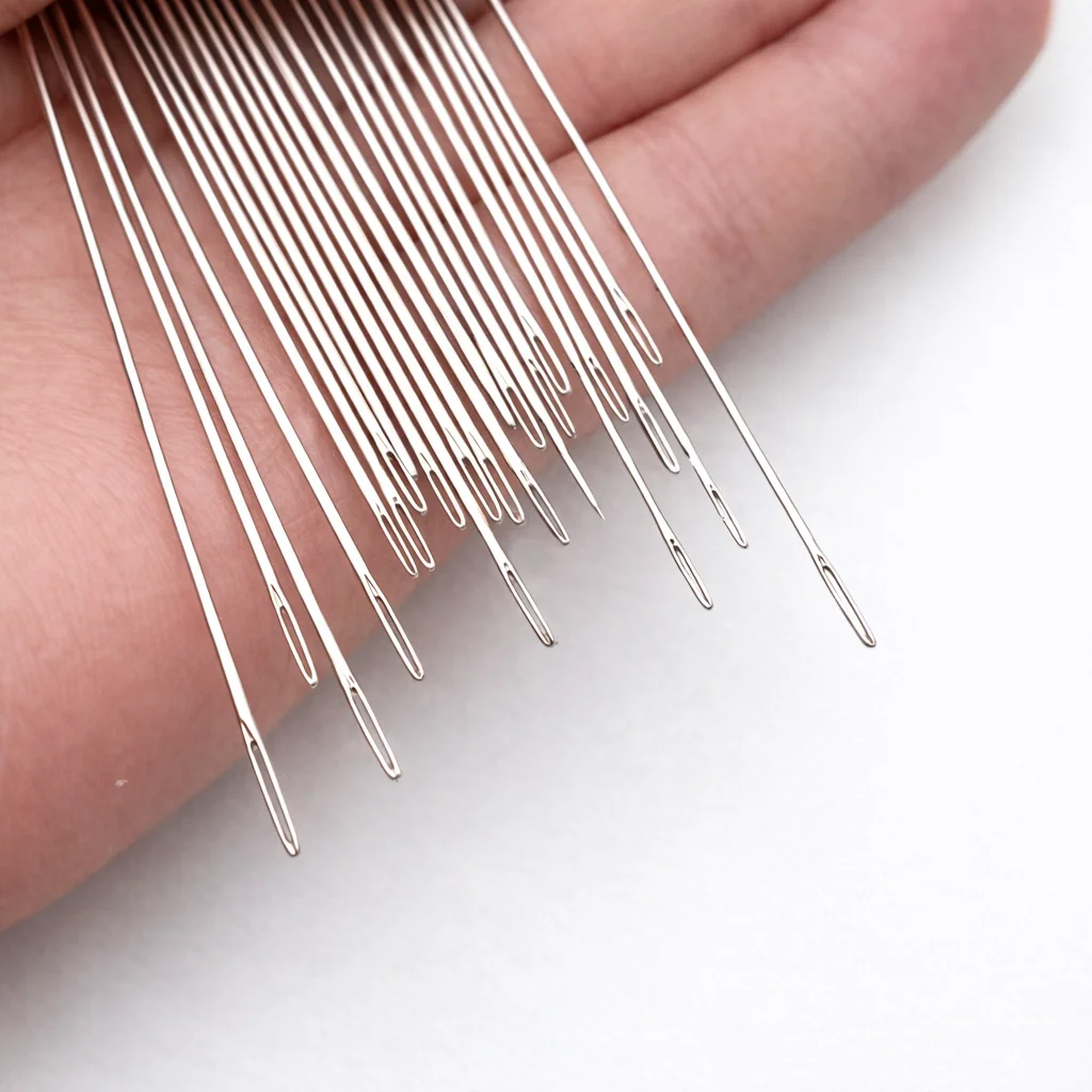 25-teiliges Set Große Augennadeln zum Nähen Handgefertigte Ledernadeln Stahlgarn-Stricknadeln Nähwerkzeug-Set – Detail 3