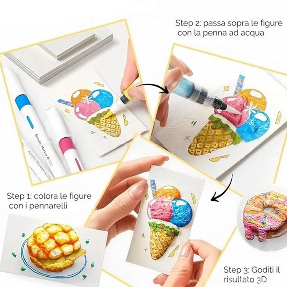 Magic Canvas Sponge DIY Creative Activity Bubble Popcorn Drawing Pen 12 Colors 3D Art Safe Puffy Pen for Creative Crafting view 2