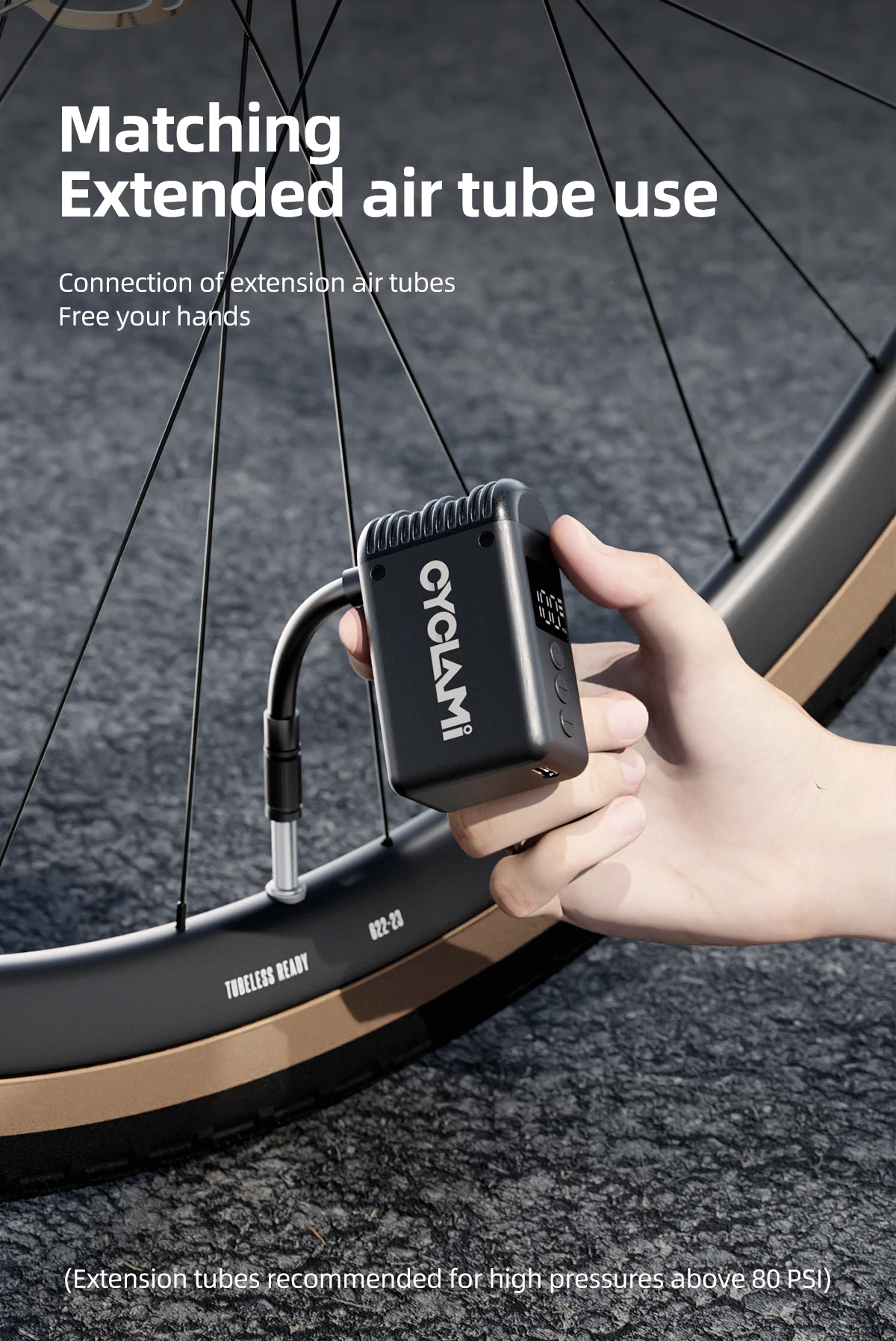 CYCLAMI A2 Mini Elektrische Luftpumpe Tragbare Fahrrad Cordless Air Inflator Presta Schrader Ventil Outdoor Road MTB Fahrrad Zubehör – Detail 4