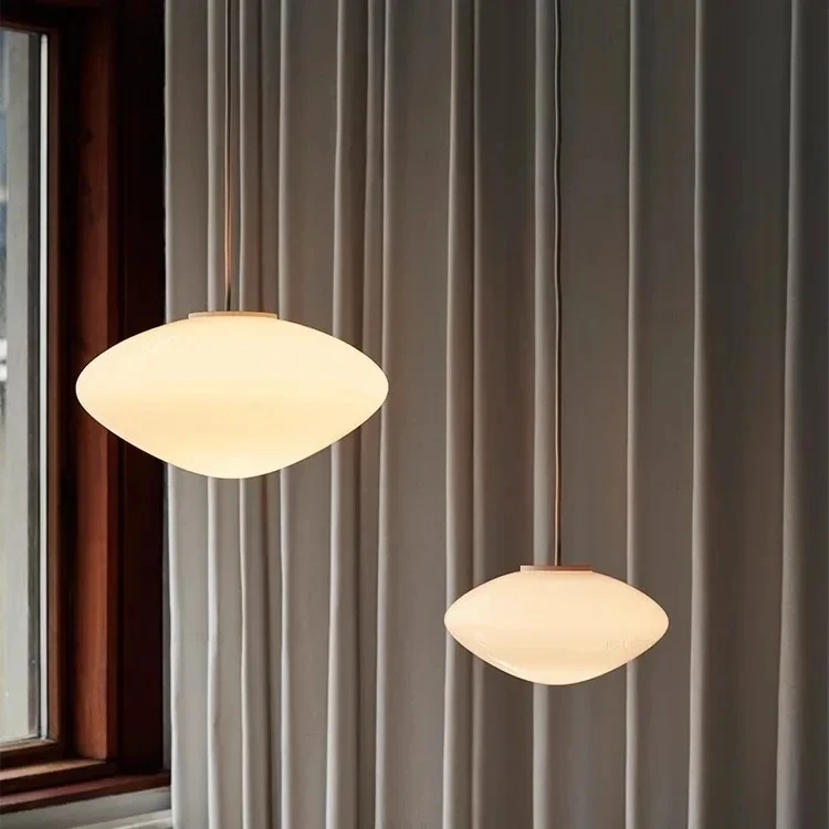 Nordic White Glass Ceiling Chandeliers Modern Simple LED Pendant Lights Kitchen Island Dining Table Counter Decor Hanging Lamps