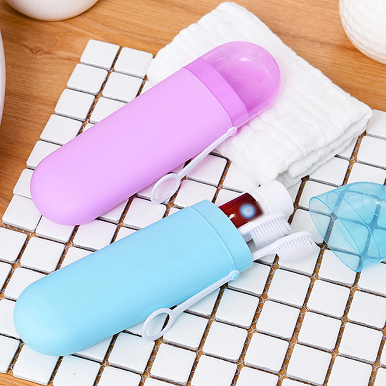 Plastic Toothbrush Holder for Travel Business Trip Adults Portable Toothbrush Case with Vent Holes Hanging Storage Box
