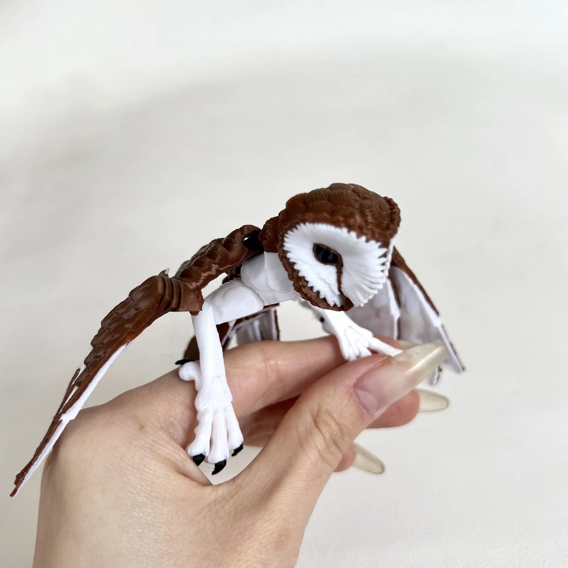 Gelede Uil Ornament Beeldje Simulatie Dier Uil Model 3d Gedrukt Desktop Met Flexibele Vleugels Stressverlichten Voor Vogel