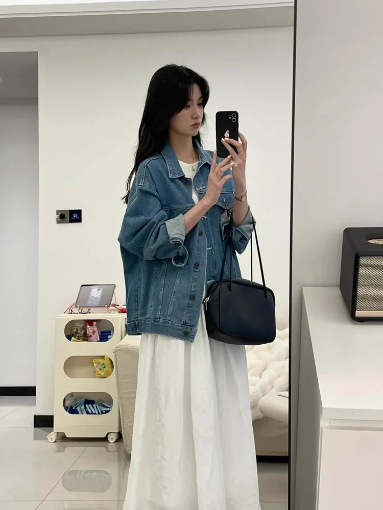 

Slimming Effectiveness Denim Jacket And Vest Dress Set Women's plus Size Fashionable Autumn New Style Two-Piece Suit