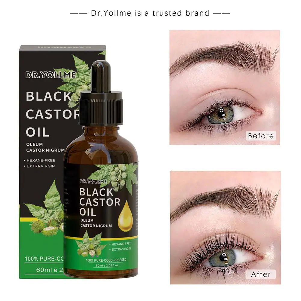 Aceite de ricino negro que nutre el masaje de la piel, aceite esencial para el cuidado del cabello, previene el crecimiento de las cejas, envejecimiento de la piel, F1m6