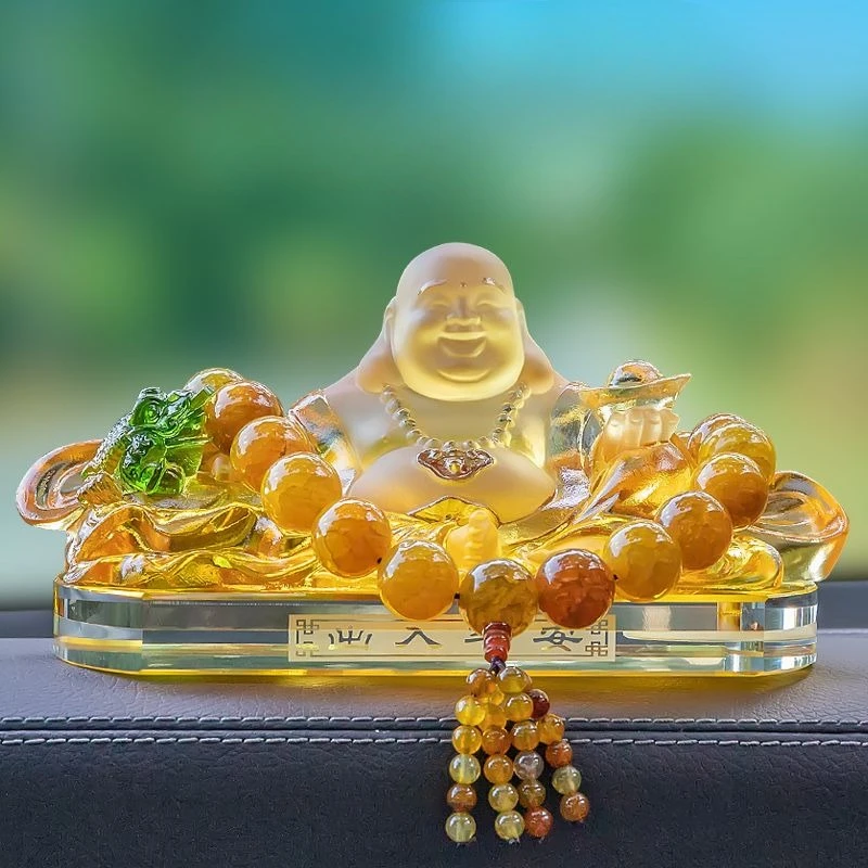 

New Maitreya Buddha Car Ornament Luxury Auto Dashboard Decor for Men Wealth and Safety