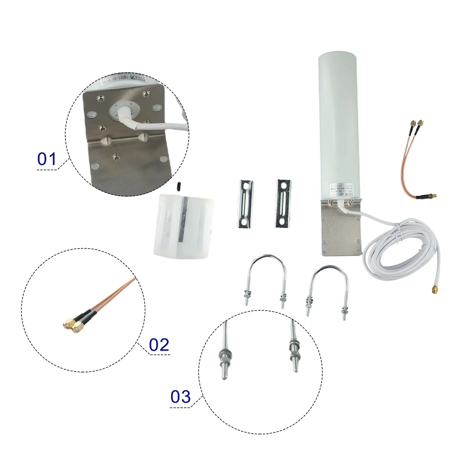 For LoRa 12dBi High Gain Antenna for Helium Hotspot Miners 5m Low Loss Cable Compatible with For RAK Nebra/For