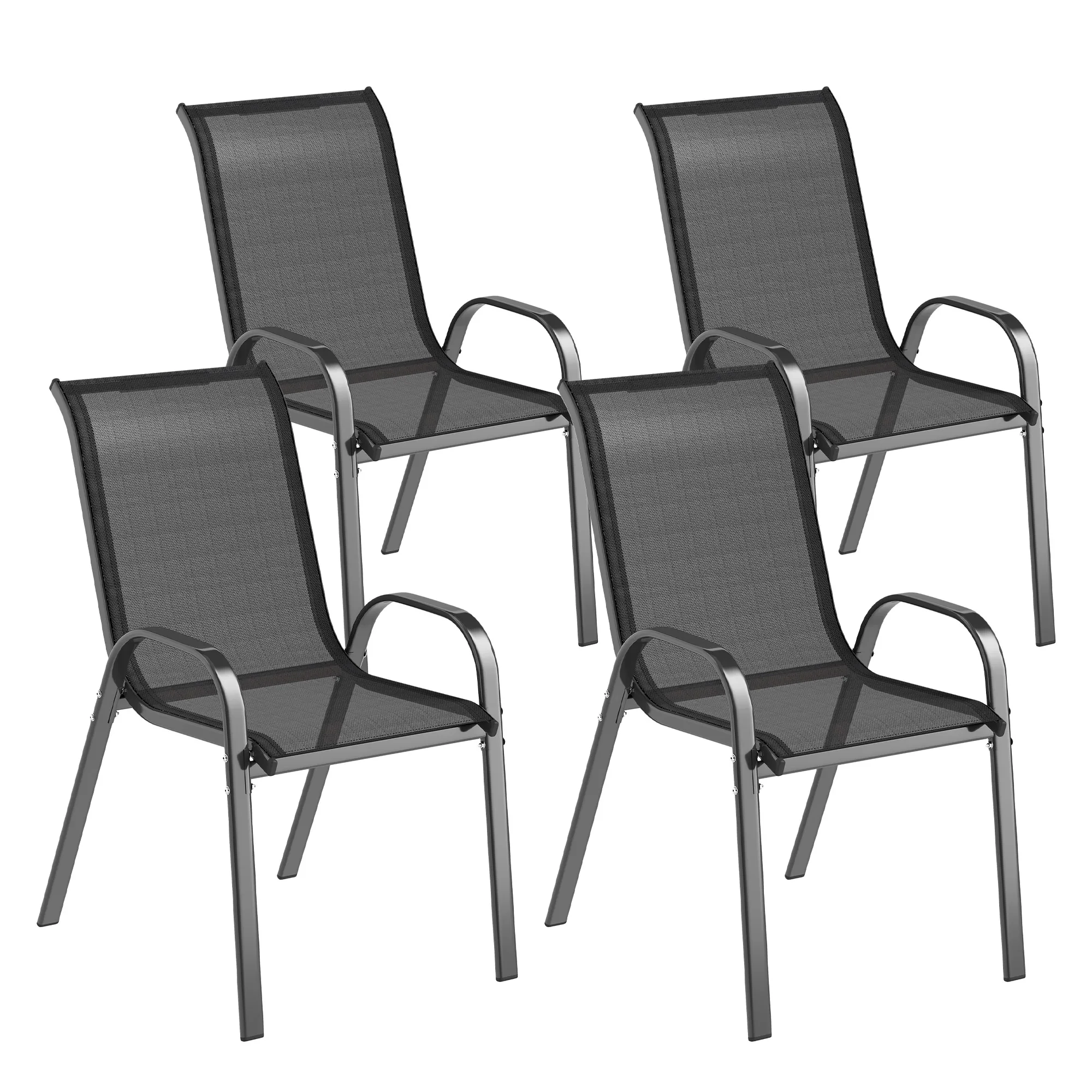 Outsunny Set 4 Sillas Jardín Apilables 54x71x93 cm 🌿