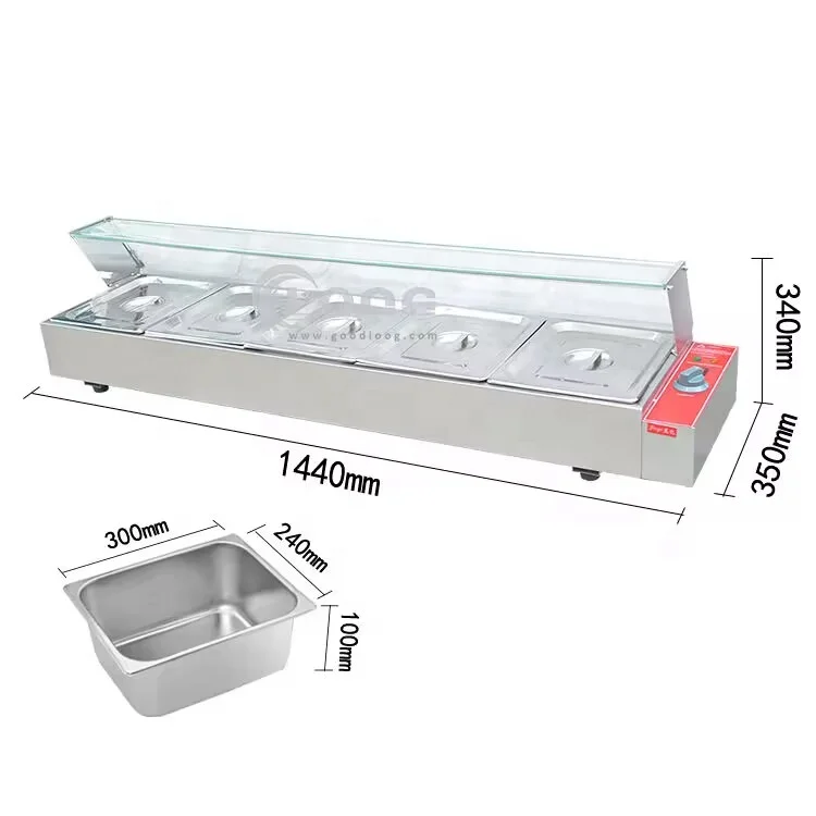 Hotel Restaurant Electric Countertop Commercial Bain Marie Stainless Steel Food Warmer