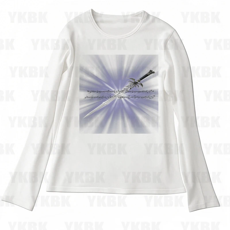 

Женские повседневные футболки в стиле Харадзюку Y2k, ретро-принт, фиолетовые топы с длинными рукавами и круглым вырезом, уличная модная футболка для девочек, модная винтажная футболка