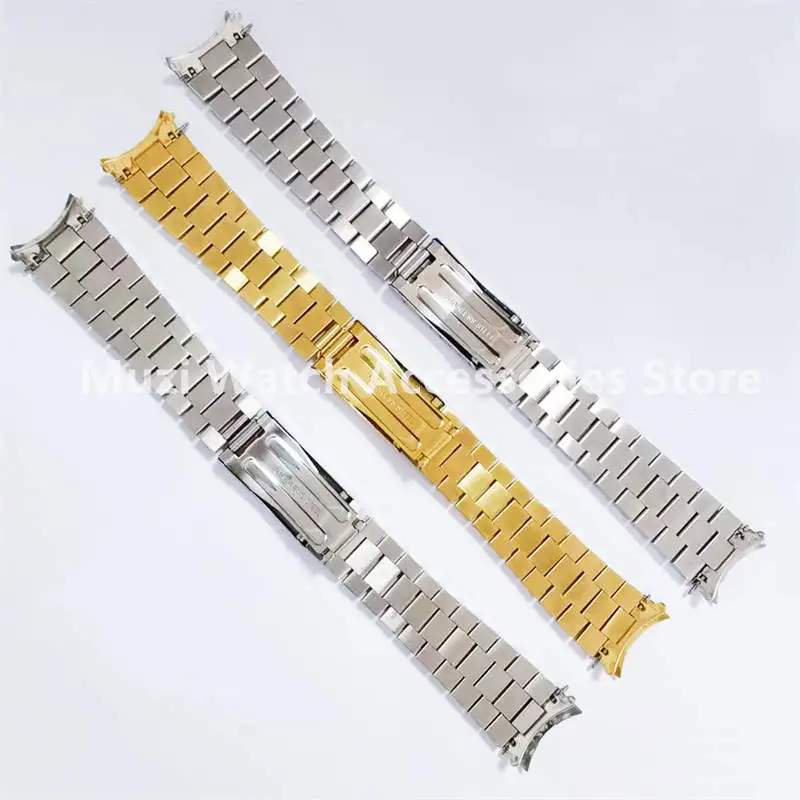 19mm 20mm 21mm Stainless Steel Universal Silver Gold President Curved End Watch Strap Band Bracelet Fit For ROX SKX Watch