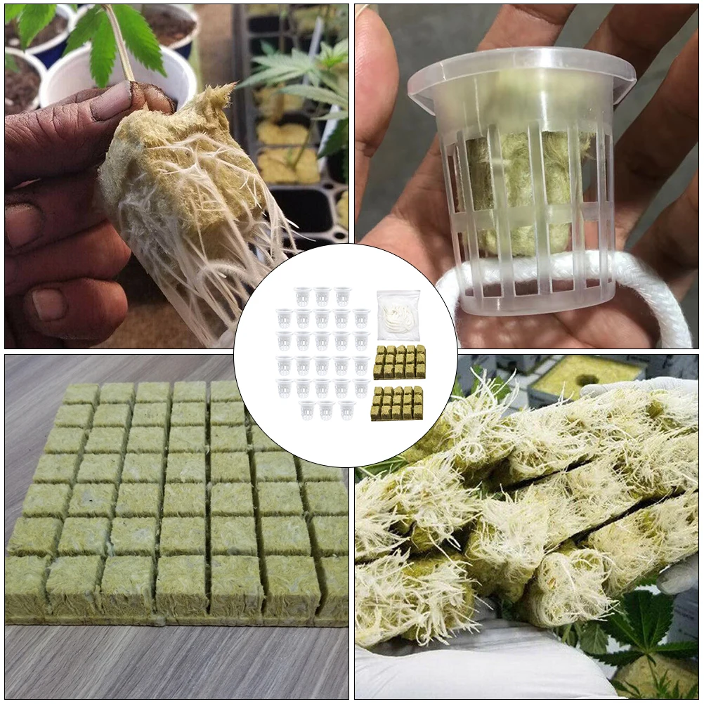 

Hydroponic Nutrition Kit Wool Cube Starter Plugs Slotted Net Cups Seedling Pots Soilless Culture Set Gardening Supplies