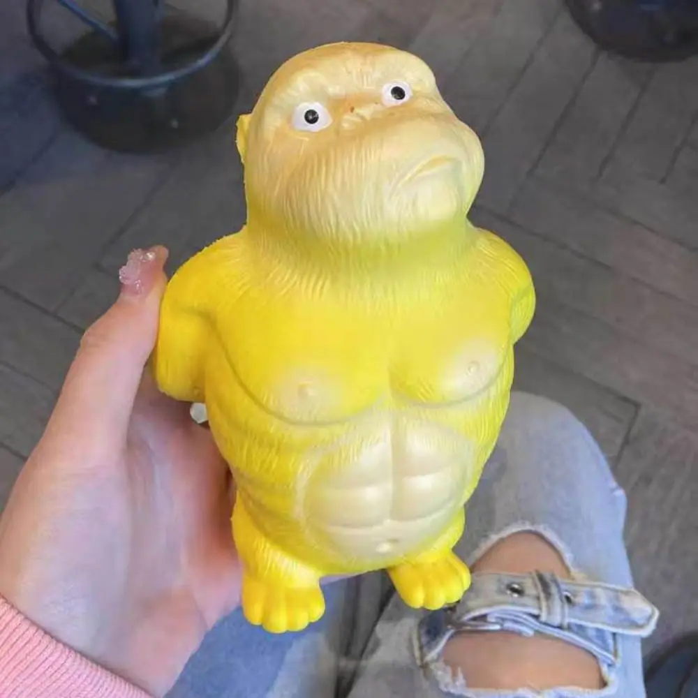 オランウータンスクイーズベントゴリラ遅いリバウンドストレッチ絞り猿のおもちゃ黄色クリエイティブソフト接着剤ゴリラのおもちゃ大人のギフト